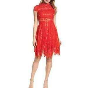 Foxiedox‎ Bravo Zulu Lace Fit & Flare Dress Red Size Small
